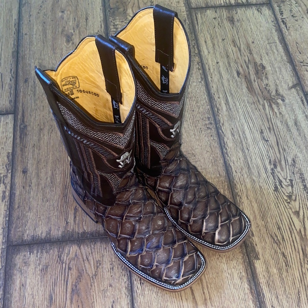 Alfa Western Wear Brown Textured Cowboy Boots